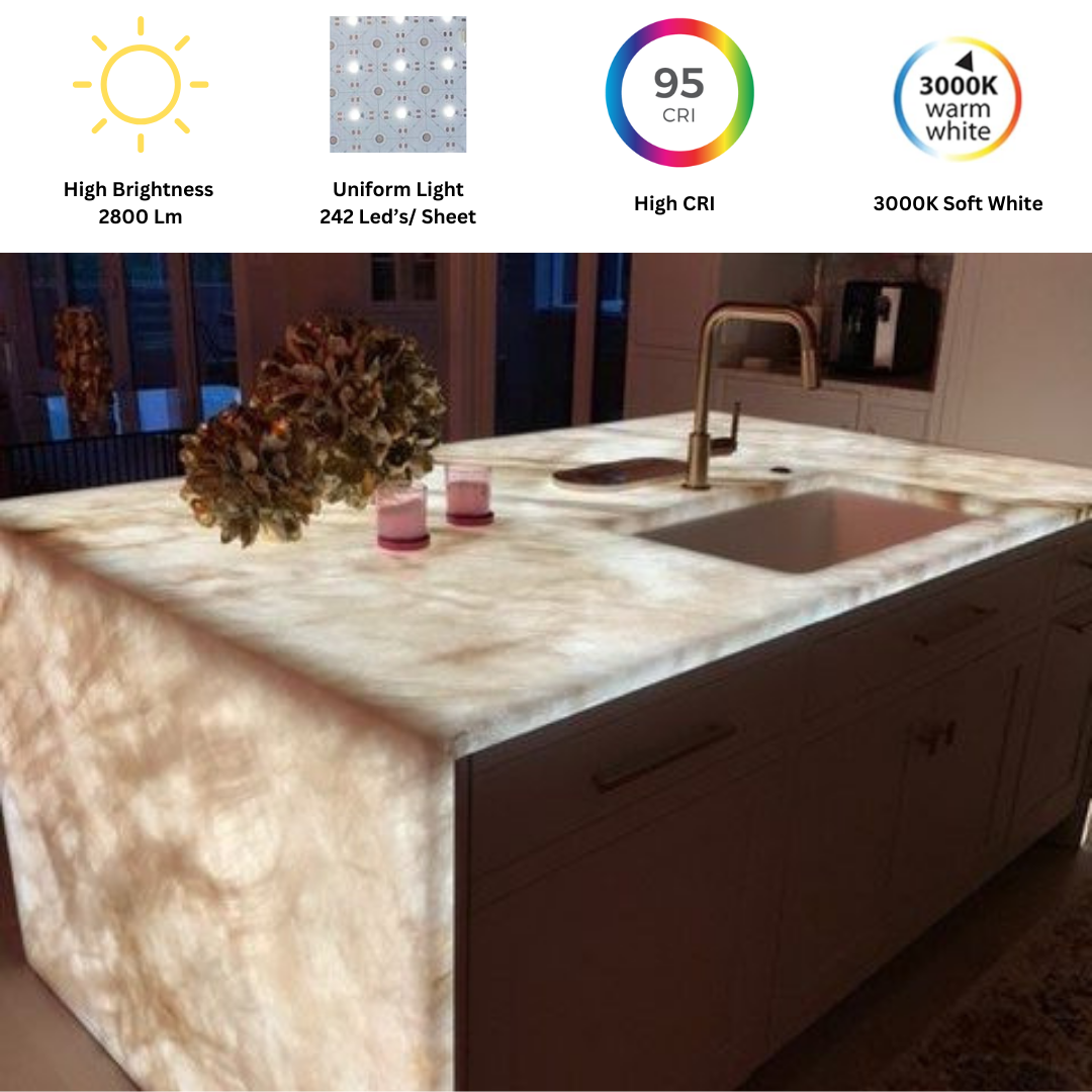 4 Pack LED Backlight Sheet Flexible & cuttable 28W 3000K Warm White Color 19X9.5 inch